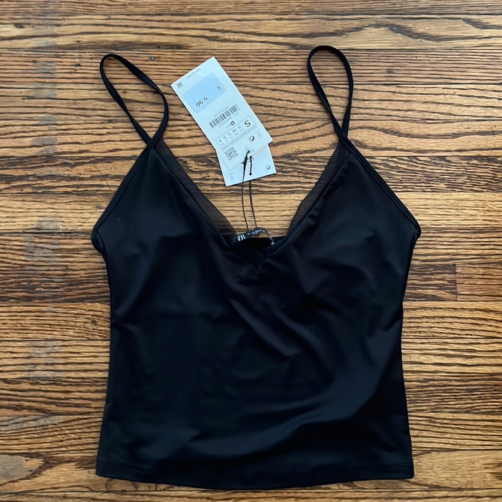 Zara black satin dressy tank, NWT NEVER WORN